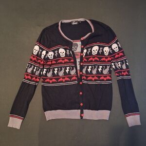 Banned Black and Red Skull Pattern Women's Sweater